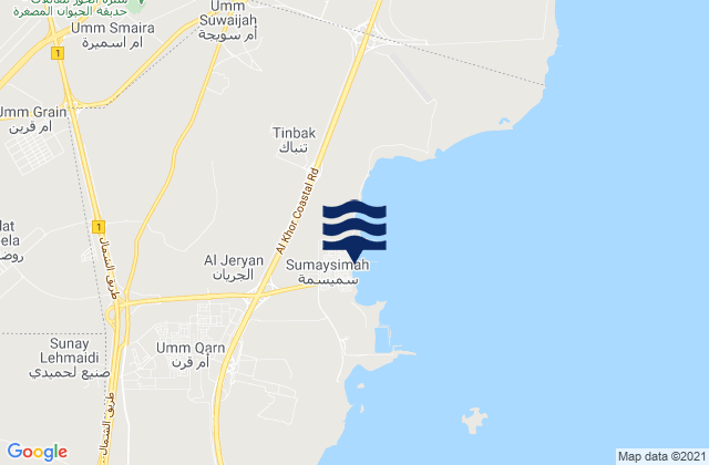Az̧ Z̧a‘āyin, Qatarの潮見表地図