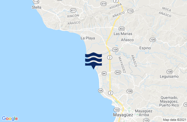 Añasco Arriba Barrio, Puerto Ricoの潮見表地図
