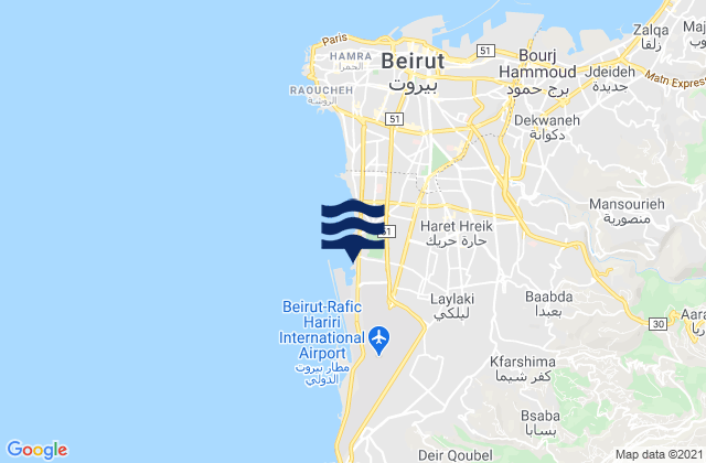 Baabda, Lebanonの潮見表地図