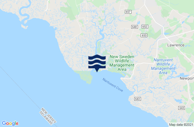 Back Creek Entrance (Nantuxent Cove), United Statesの潮見表地図
