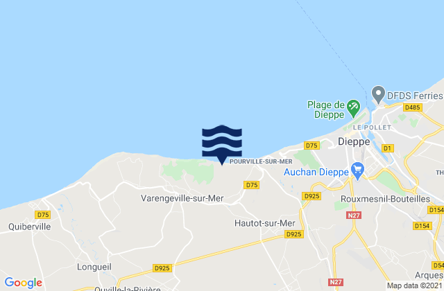 Bacqueville-en-Caux, Franceの潮見表地図