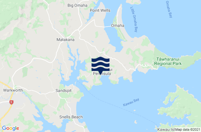 Baddeleys Beach, New Zealandの潮見表地図