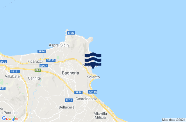 Bagheria, Italyの潮見表地図