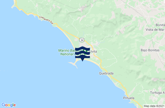 Bahia Uvita, Costa Ricaの潮見表地図