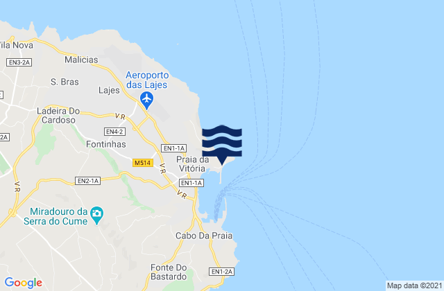 Baia Praia Ilha Terceira, Portugalの潮見表地図
