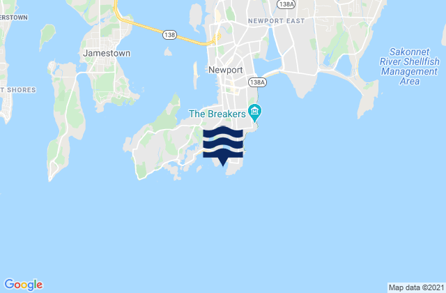 Baileys Beach, United Statesの潮見表地図
