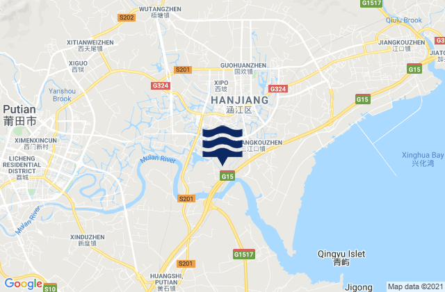 Baitang, Chinaの潮見表地図