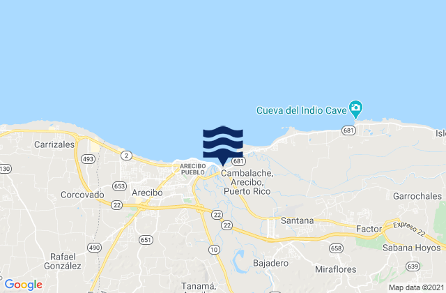 Bajadero, Puerto Ricoの潮見表地図