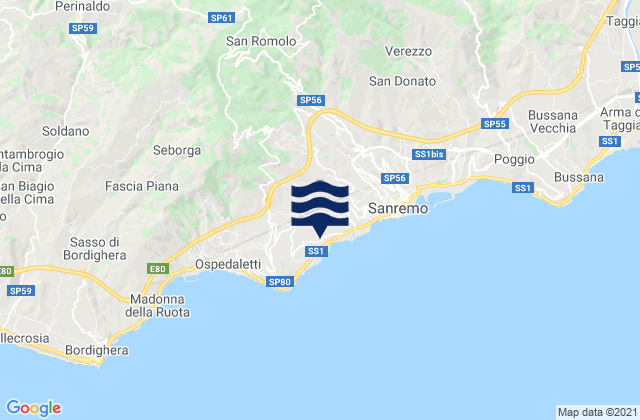Bajardo, Italyの潮見表地図