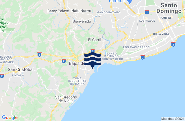 Bajos de Haina, Dominican Republicの潮見表地図