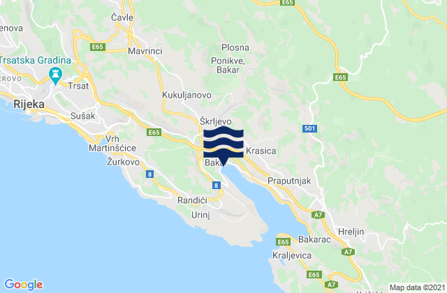 Bakar, Croatiaの潮見表地図