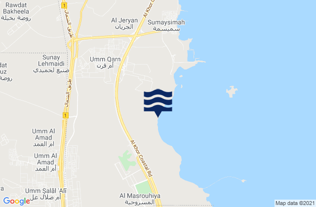 Baladīyat az̧ Z̧a‘āyin, Qatarの潮見表地図