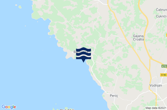Bale-Valle, Croatiaの潮見表地図