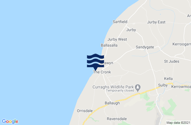 Ballaugh, Isle of Manの潮見表地図