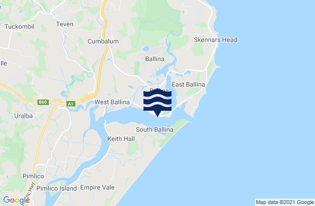 Ballina, Australiaの潮見表地図