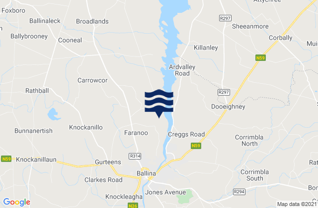 Ballina, Irelandの潮見表地図