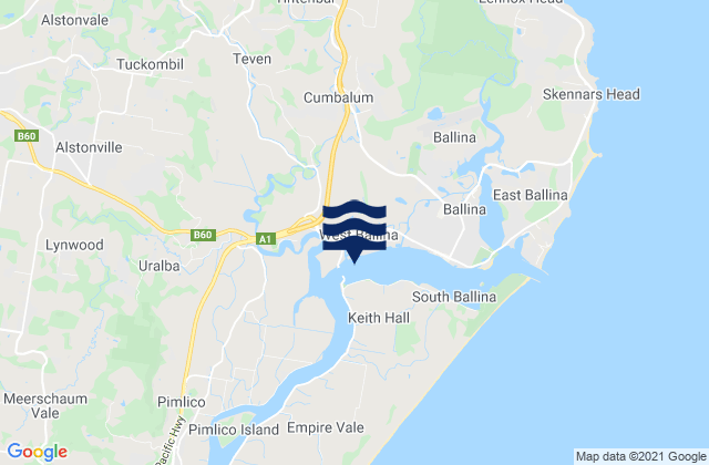 Ballina, Australiaの潮見表地図