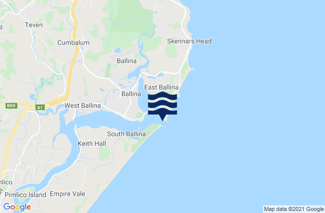 Ballina South Wall, Australiaの潮見表地図