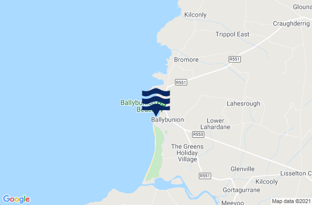 Ballybunnion, Irelandの潮見表地図