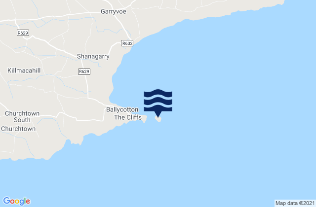 Ballycotton Island, Irelandの潮見表地図