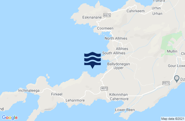 Ballydonegan Bay, Irelandの潮見表地図