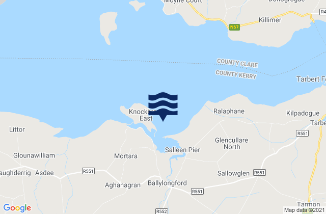 Ballylongford Bay, Irelandの潮見表地図