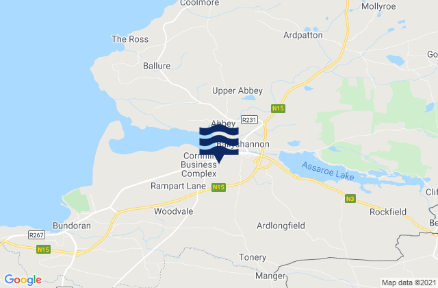 Ballyshannon, Irelandの潮見表地図
