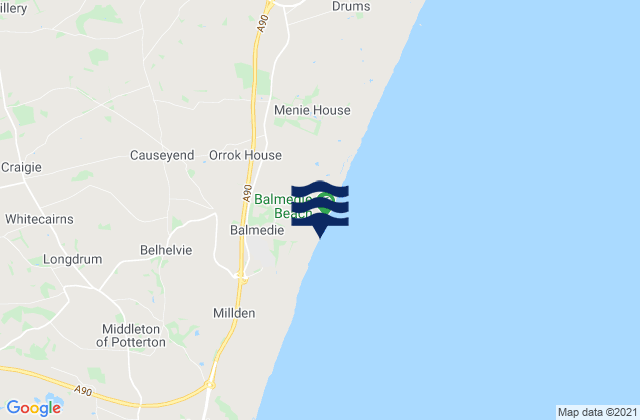 Balmedie Country Park Beach, United Kingdomの潮見表地図