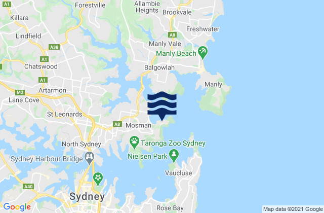 Balmoral Beach, Australiaの潮見表地図