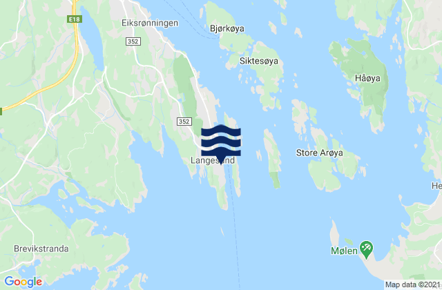 Bamble, Norwayの潮見表地図