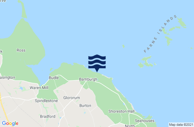 Bamburgh Beach, United Kingdomの潮見表地図