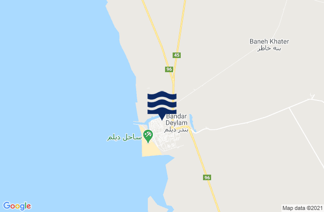 Bandar-e Deylam, Iranの潮見表地図