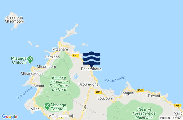 Bandraboua, Mayotteの潮見表地図