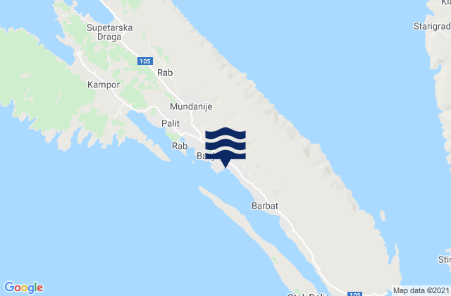 Banjol, Croatiaの潮見表地図