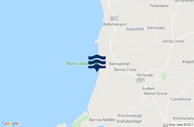 Banna Beach, Irelandの潮見表地図