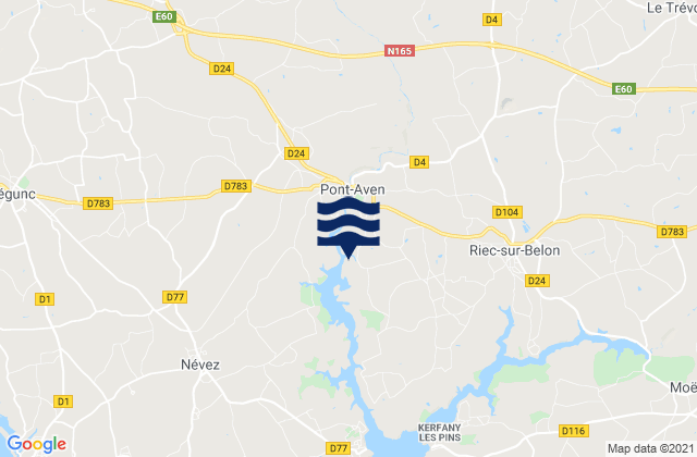 Bannalec, Franceの潮見表地図
