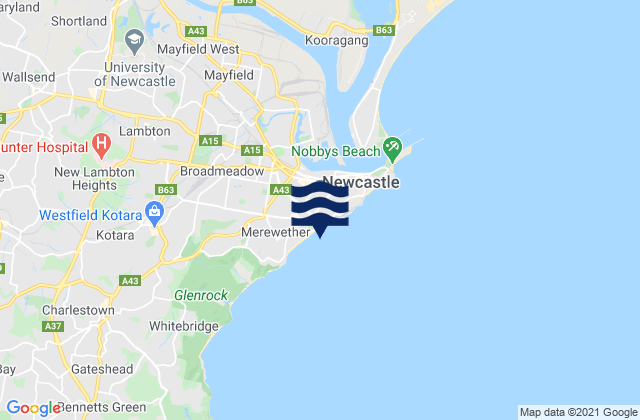 Bar Beach (Dixon Park), Australiaの潮見表地図