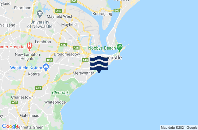 Bar Beach, Australiaの潮見表地図