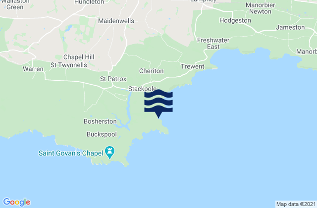 Barafundle Bay Beach, United Kingdomの潮見表地図