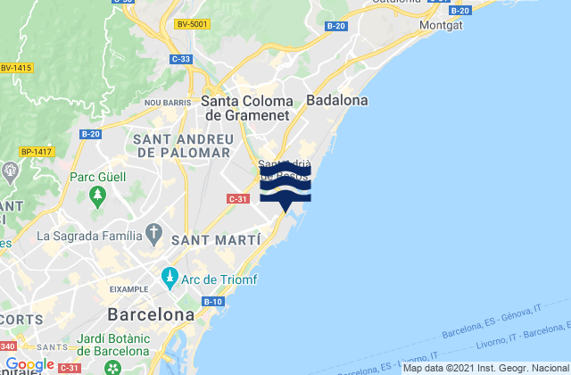 Barberà del Vallès, Spainの潮見表地図