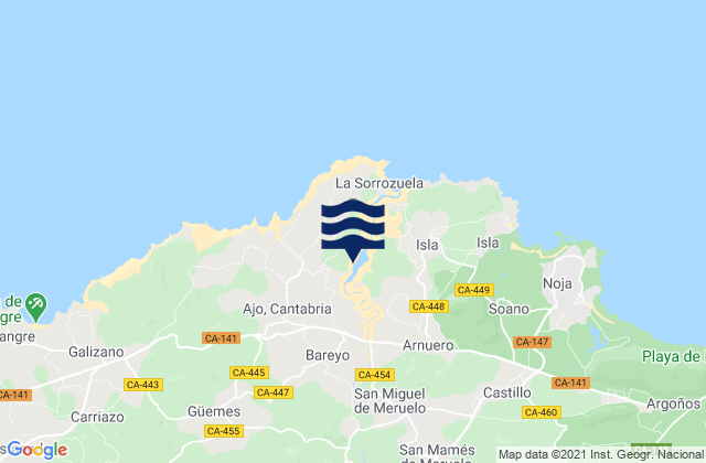 Bareyo, Spainの潮見表地図