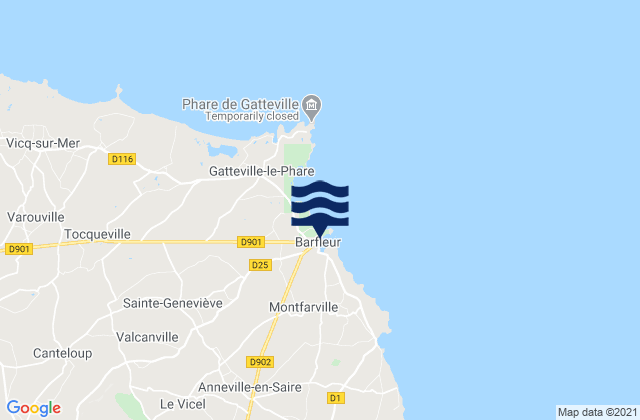 Barfleur, Franceの潮見表地図