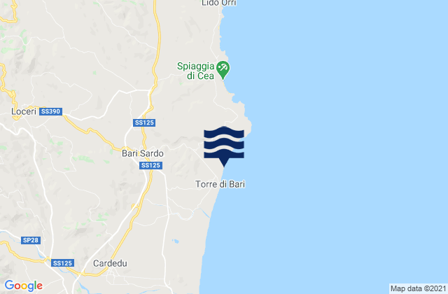 Bari Sardo, Italyの潮見表地図