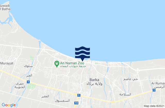 Barkā’, Omanの潮見表地図