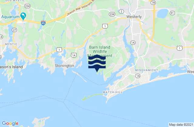 Barn Island, United Statesの潮見表地図