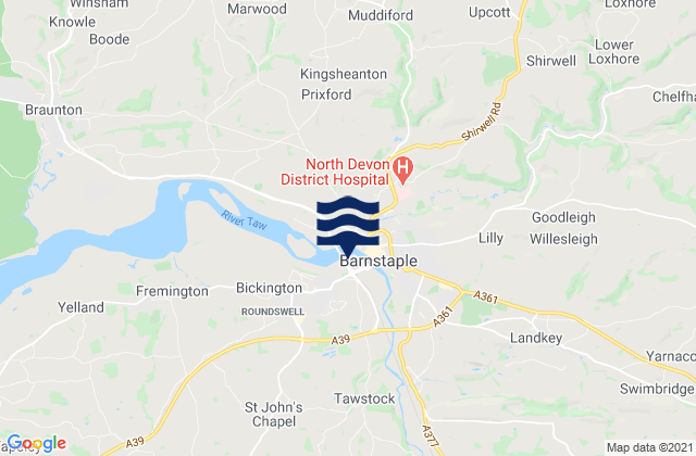 Barnstaple, United Kingdomの潮見表地図