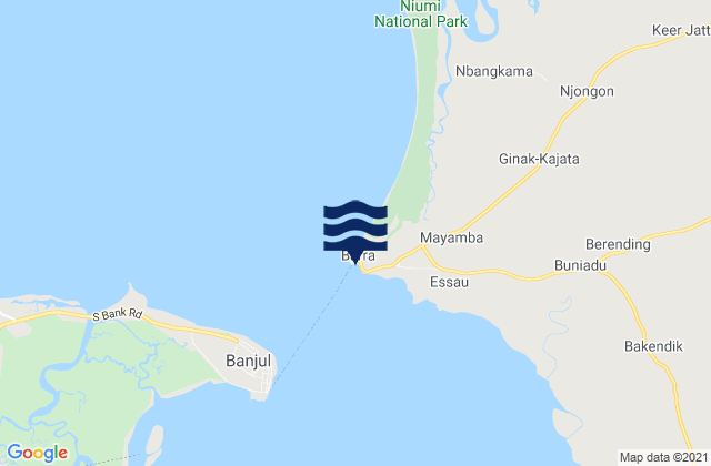Barra, Gambiaの潮見表地図
