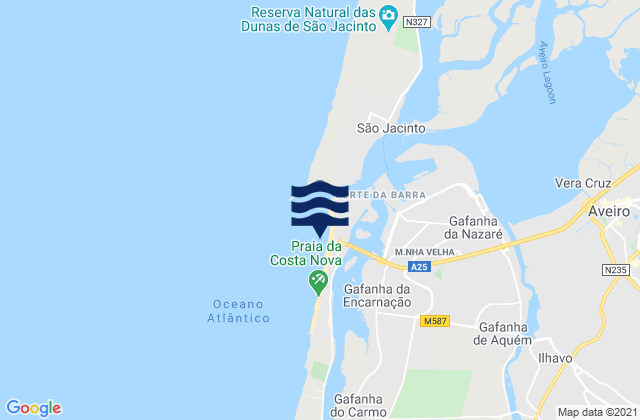 Barra de Aveiro, Portugalの潮見表地図