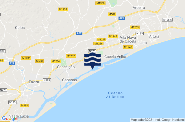 Barra de Cacela, Portugalの潮見表地図