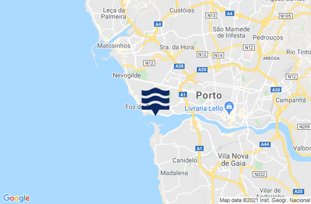 Barra do Douro, Portugalの潮見表地図